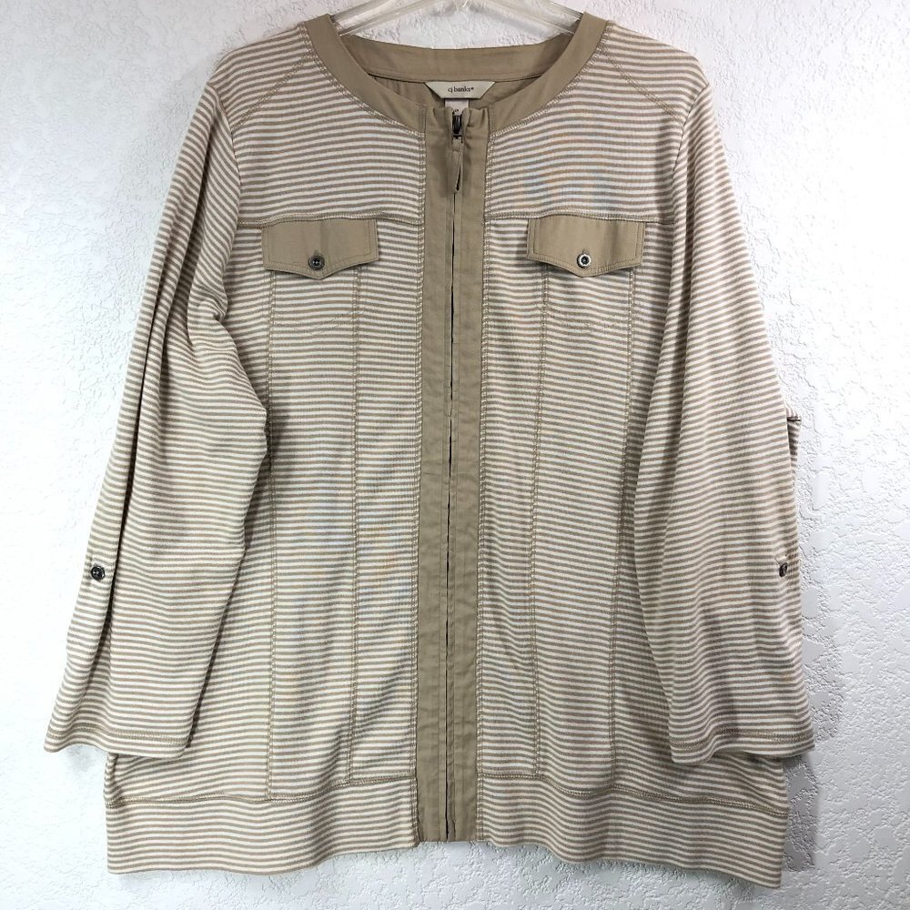 CJ Banks Tan And White Top